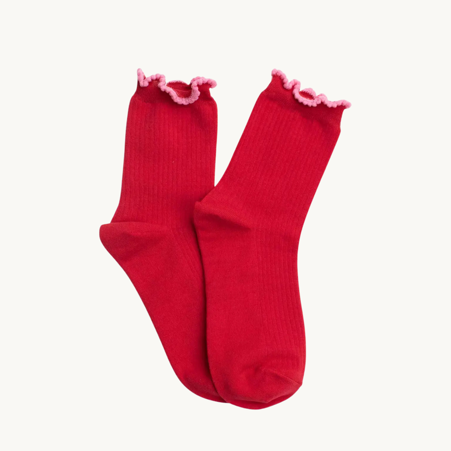 Ruffle Edge Cotton Blend Socks
