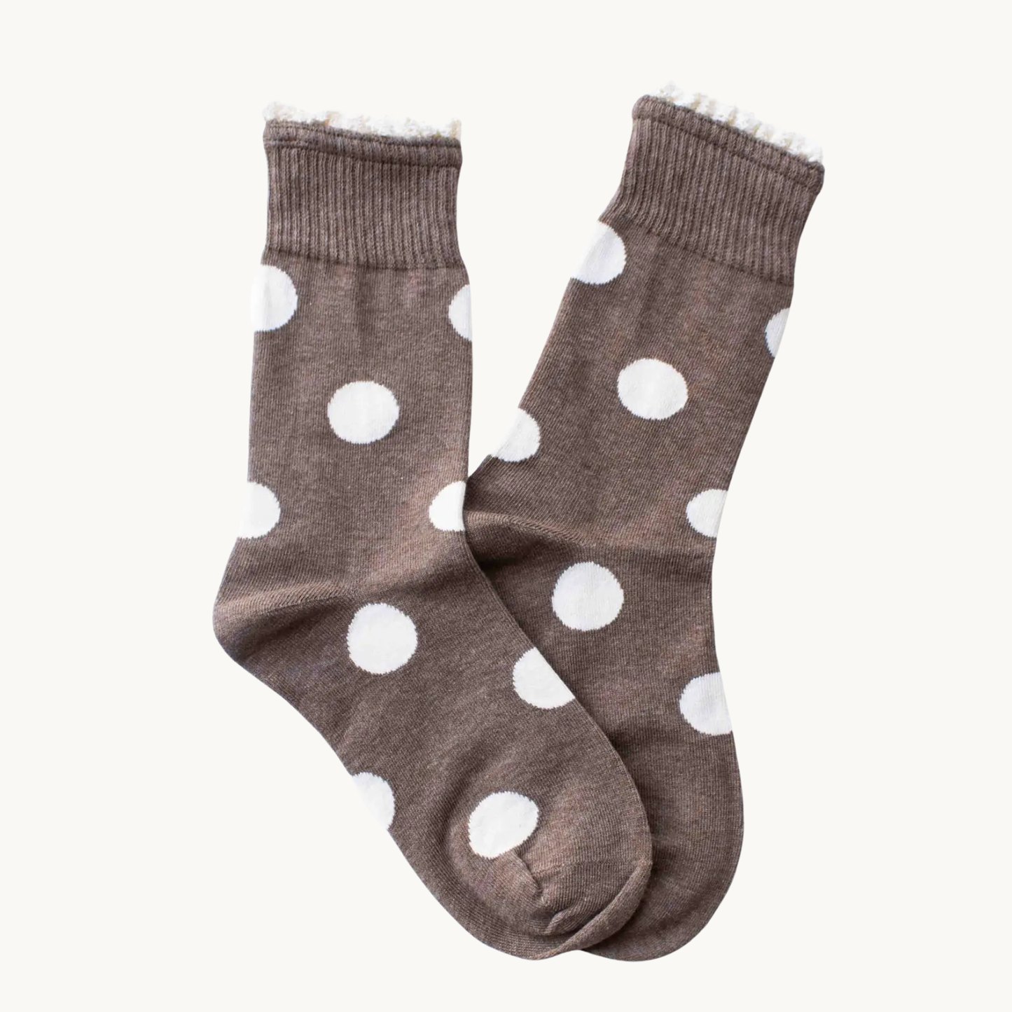 Polka Dot Ruffle Trim Crew Socks