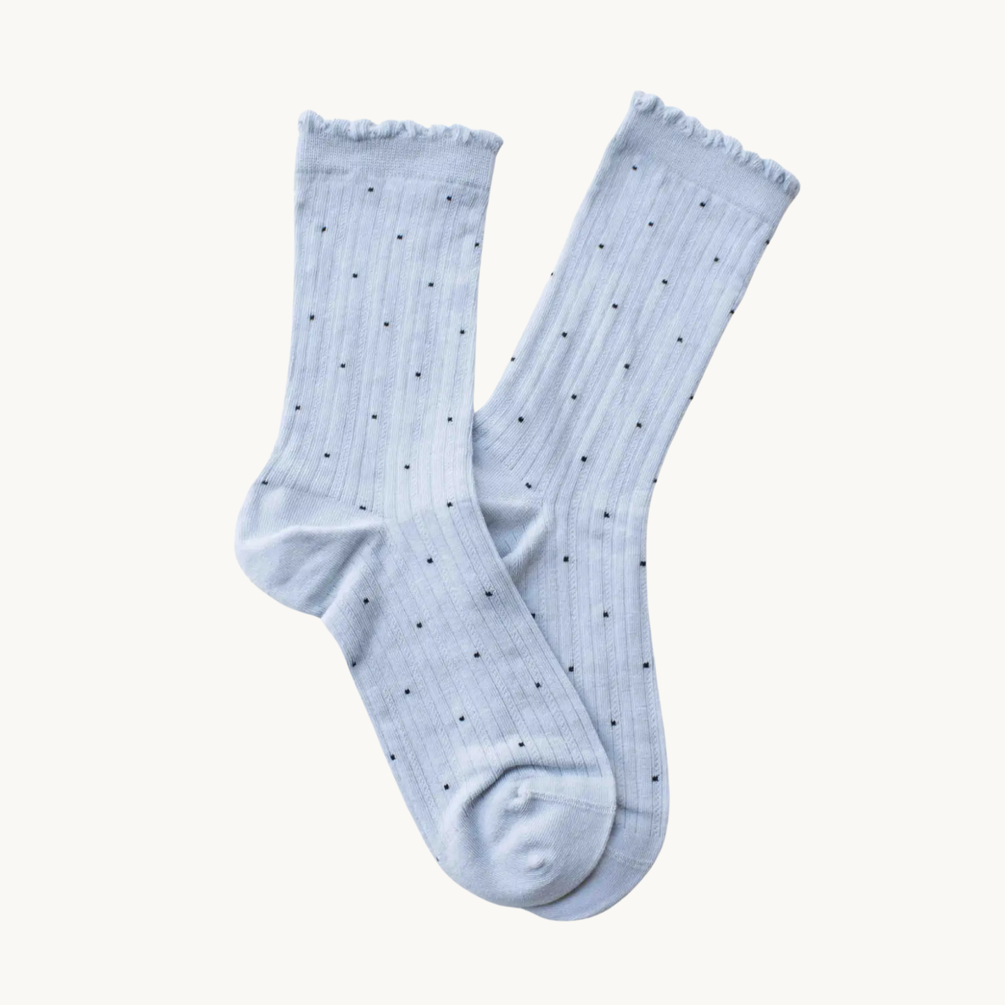 Frill Edge Ribbed Polka Dot Crew Socks