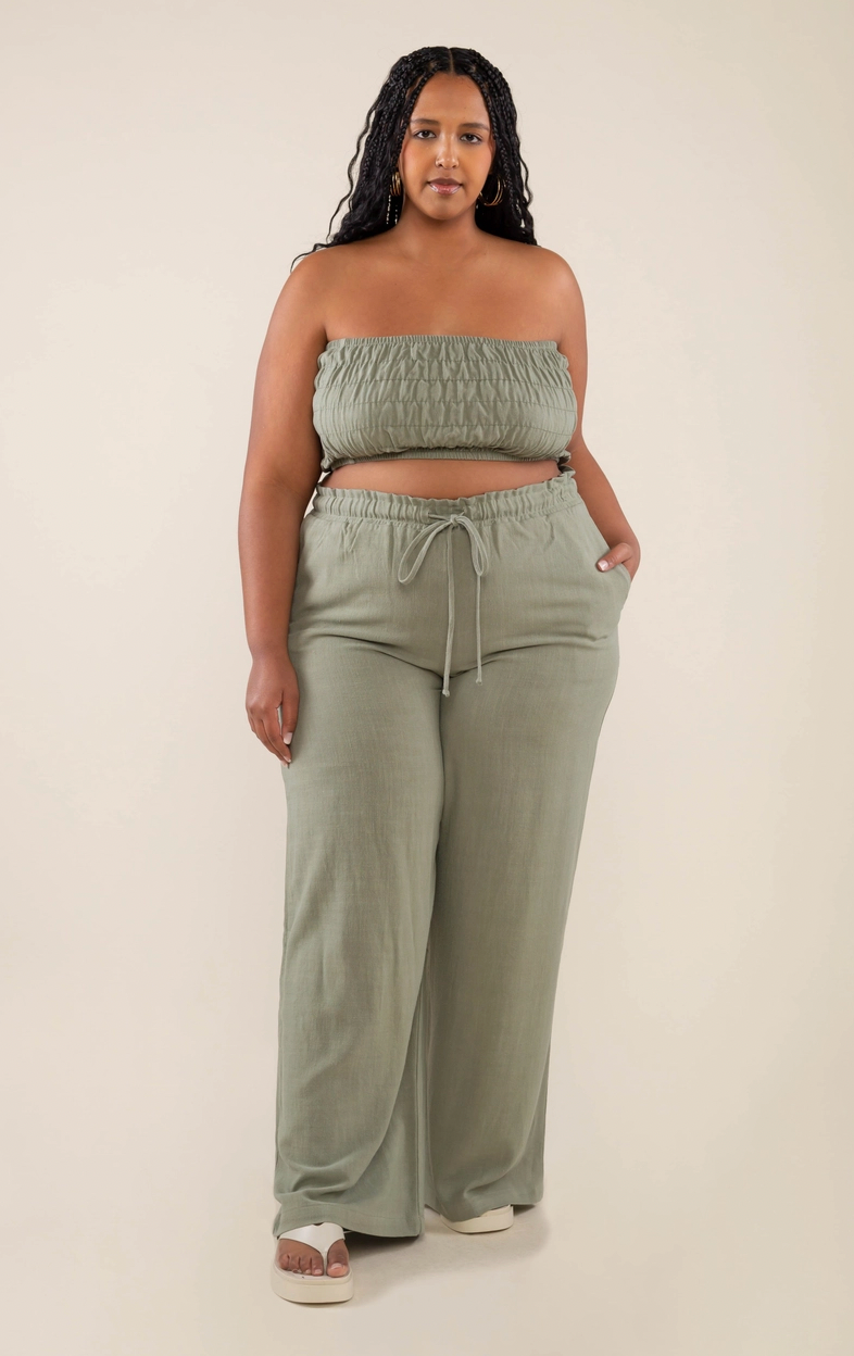 RQYYD Reduced Plus Size Cotton Linen Pants for Women Solid High