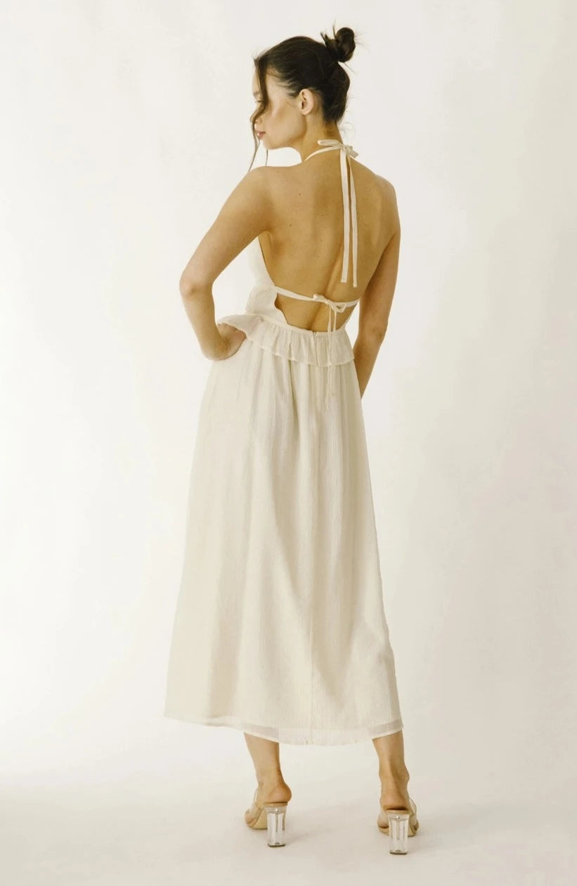 Monochromatic Halter Midi Dress