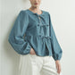 Denim Bow Tie Blouse