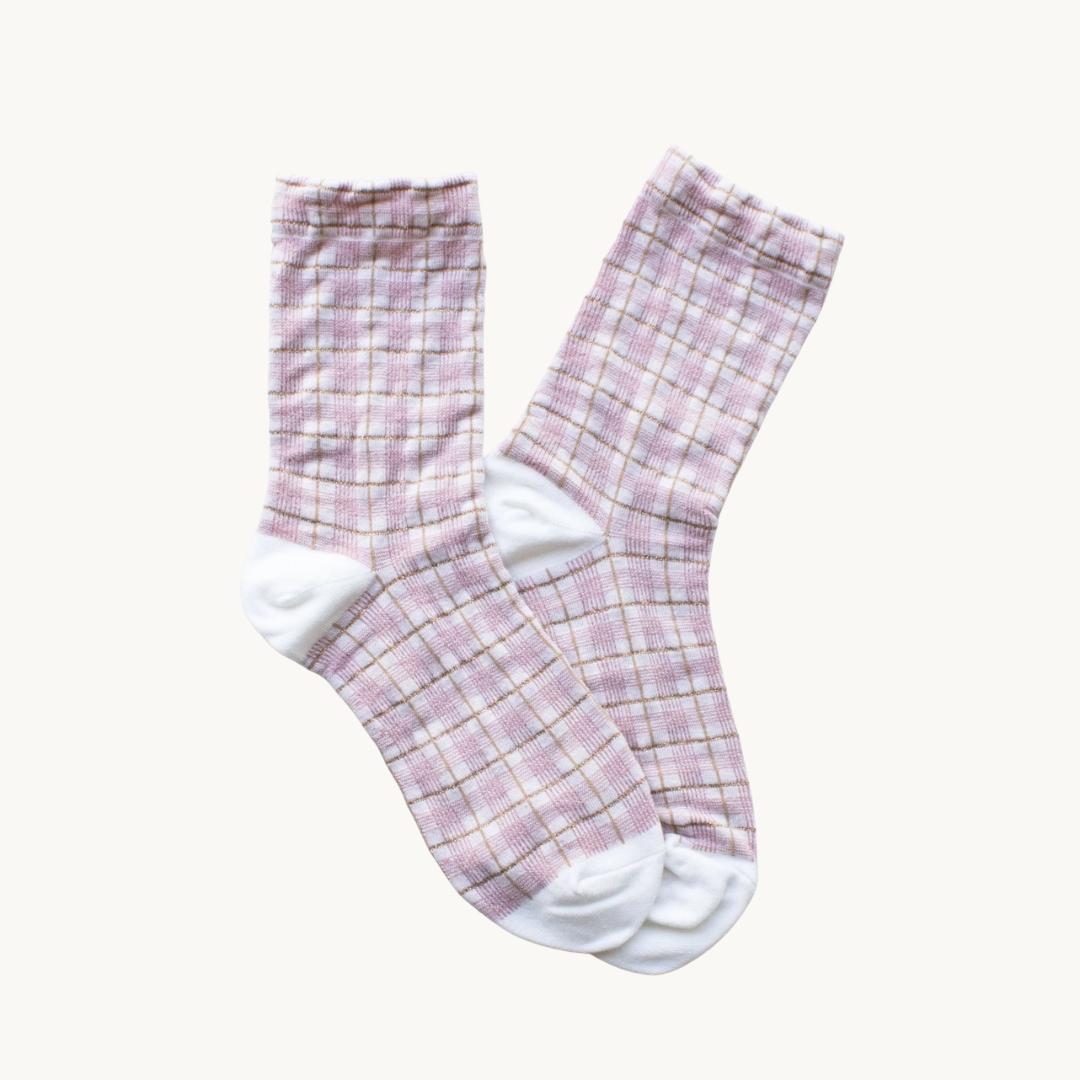 Women's Glitter Checkered Casual Socks