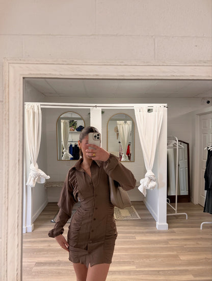 Ruched Collared Mini Dress