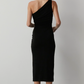 Kat One Shoulder Slinky Knit Midi Dress