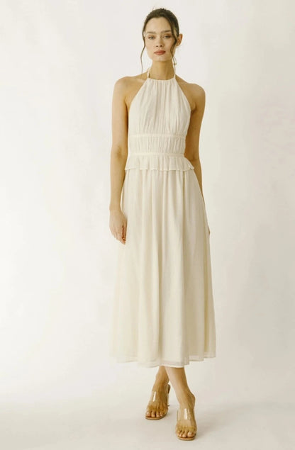 Monochromatic Halter Midi Dress