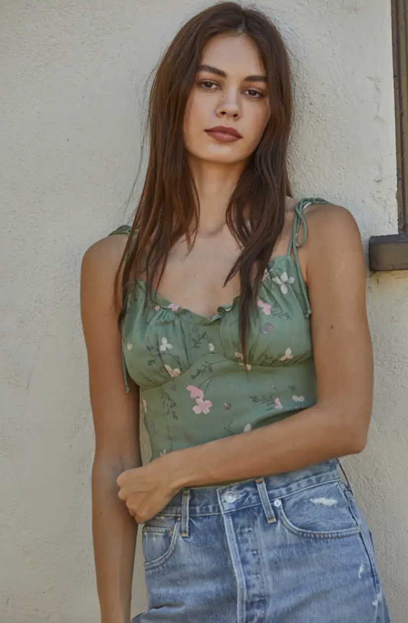 Floral Spaghetti Tie Top