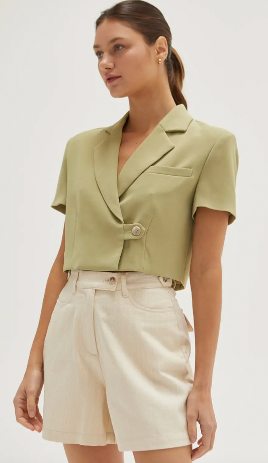 Gavin Cropped Short-Sleeve Blazer