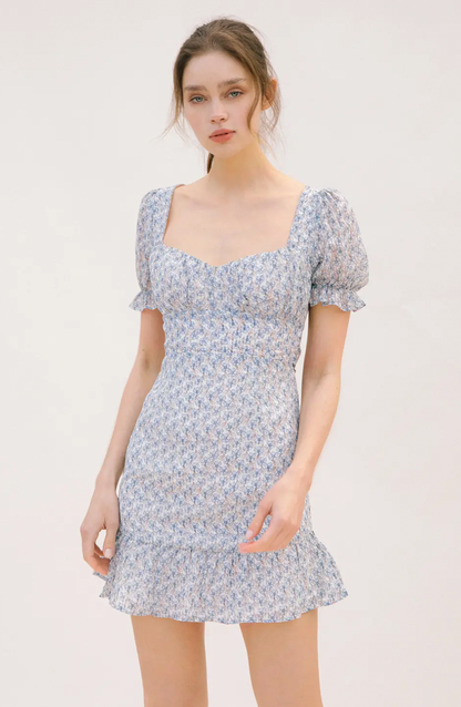 Textured Floral Mini Dress