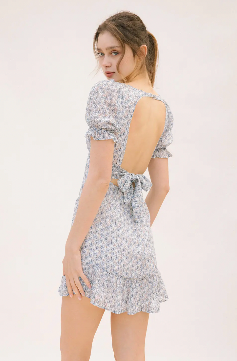 Textured Floral Mini Dress